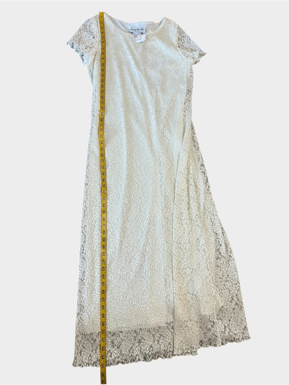 Ronni Nicole by Ouida Ivory Floral Lace Maxi Dress Size 18 Formal - Picture 11 of 12